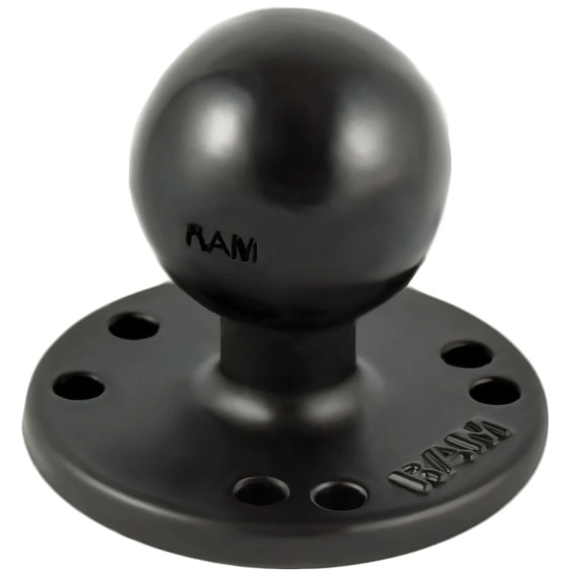 RAM-202U, "C" Size 1.5" Ball 2.5" Round Plate With AMPs Hole Pattern & C Size 1.5" Ball 1 RAM-202U, "C" Size 1.5" Ball 2.5" Round Plate With AMPs Hole Pattern & C Size 1.5" Ball